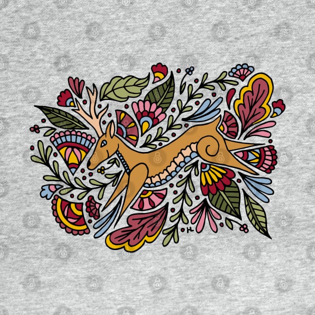 Folk Art Deer Warm Palette by HLeslie Design